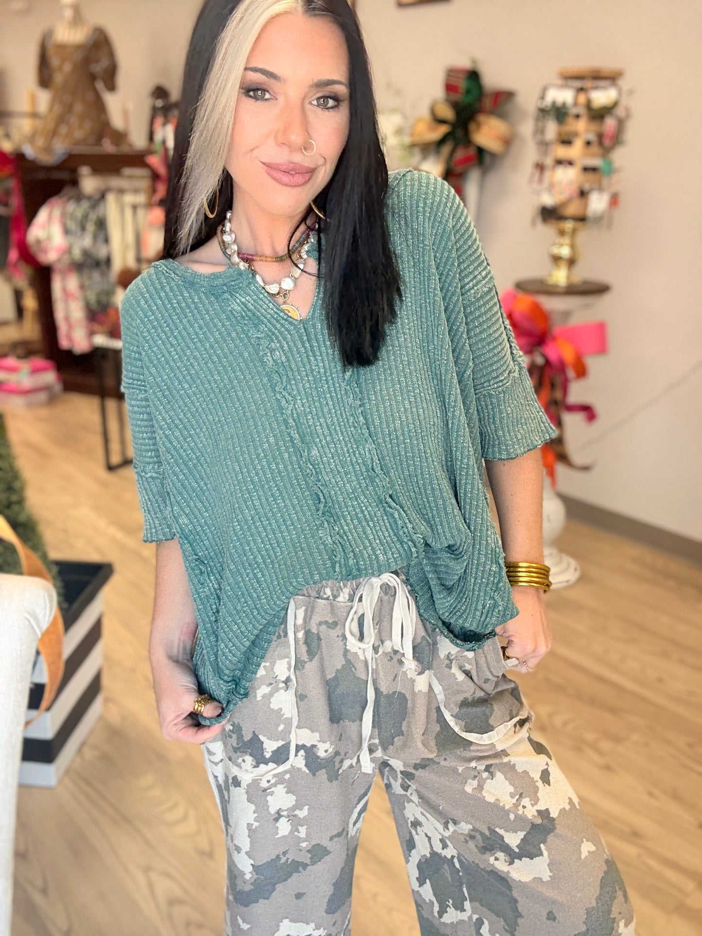 Slouchy Emerald Green Top