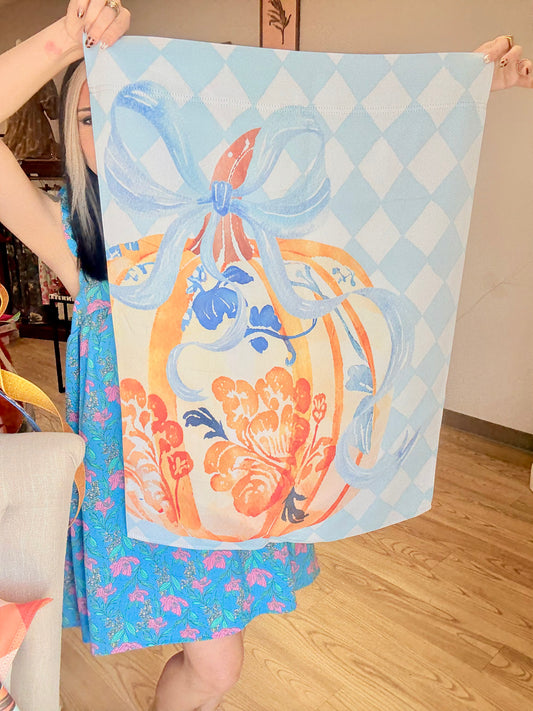 Blue & Orange Pumpkin Home Flag