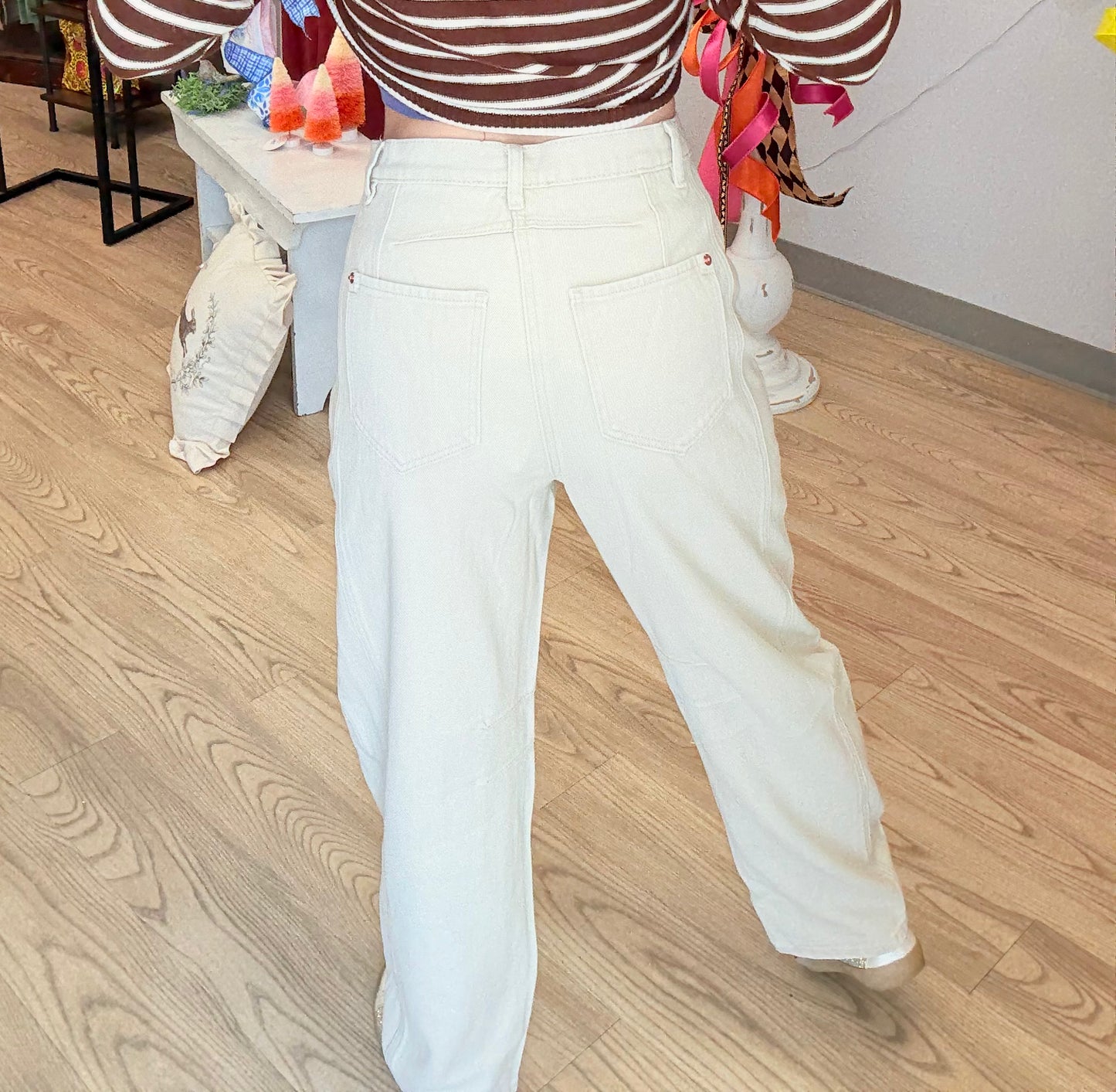 Khaki Barrel Jeans