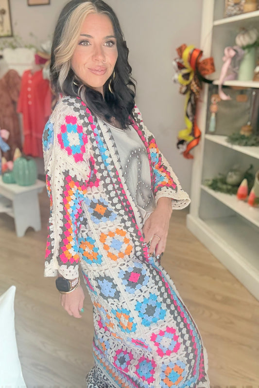 Crochet Floral Kimono
