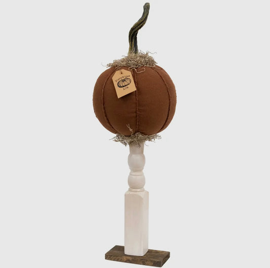 Tall Mossy Top Pumpkin Pedestal