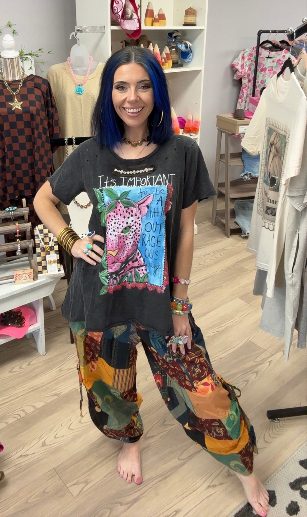 Rustic Charm Patchwork Pants