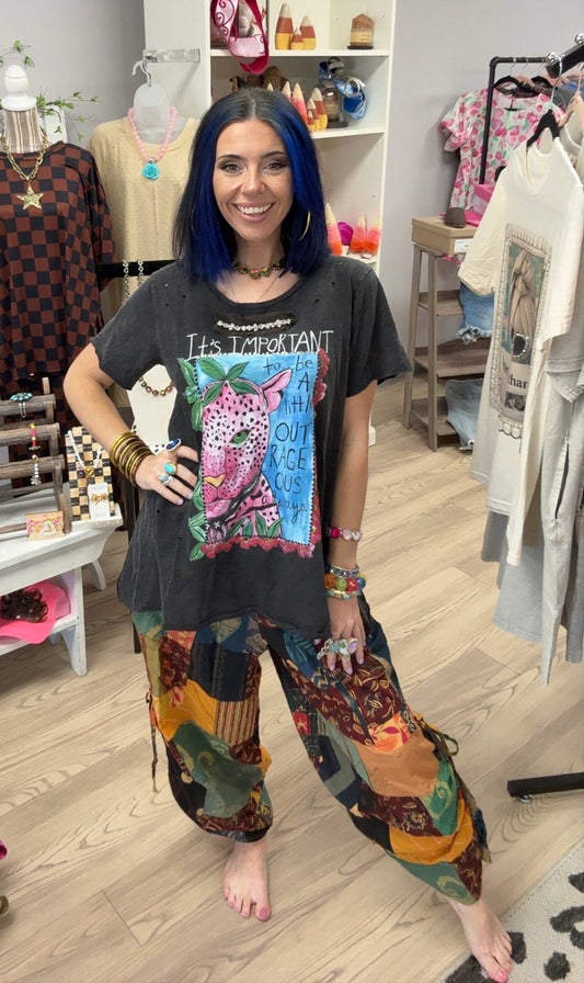 Rustic Charm Patchwork Pants
