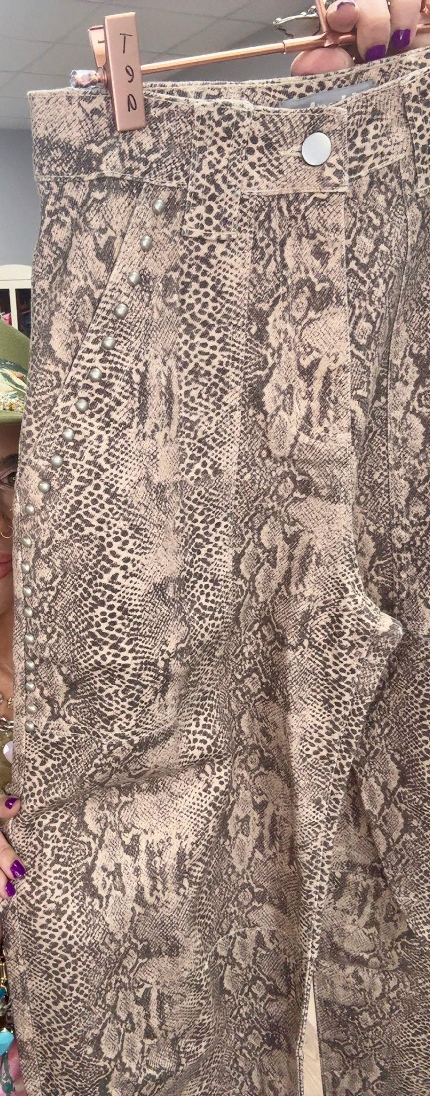 Snake Print Studded Jeans