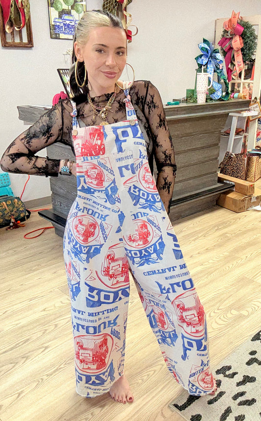 Vintage Print Overalls