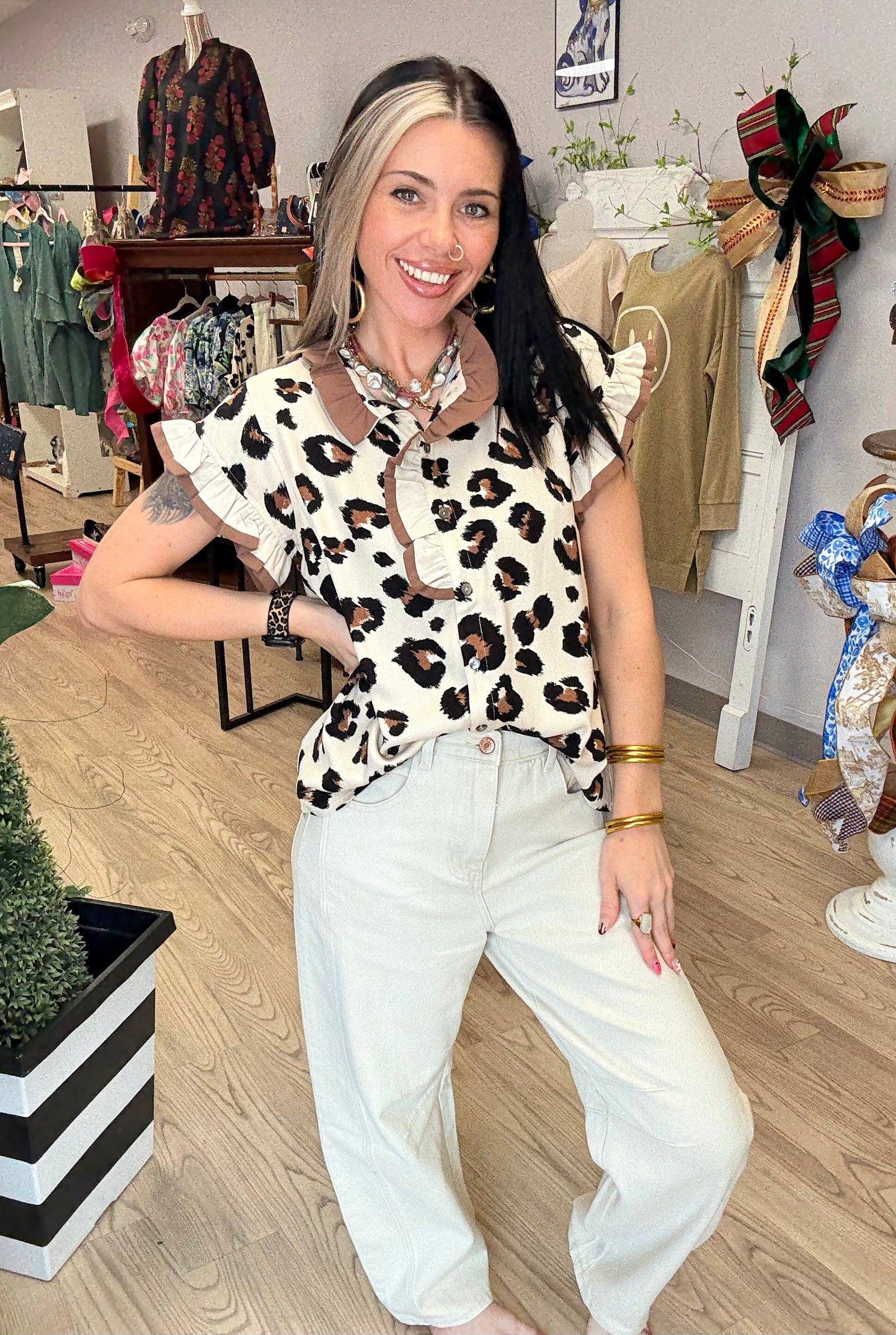 Karla Ruffle Cheetah Top