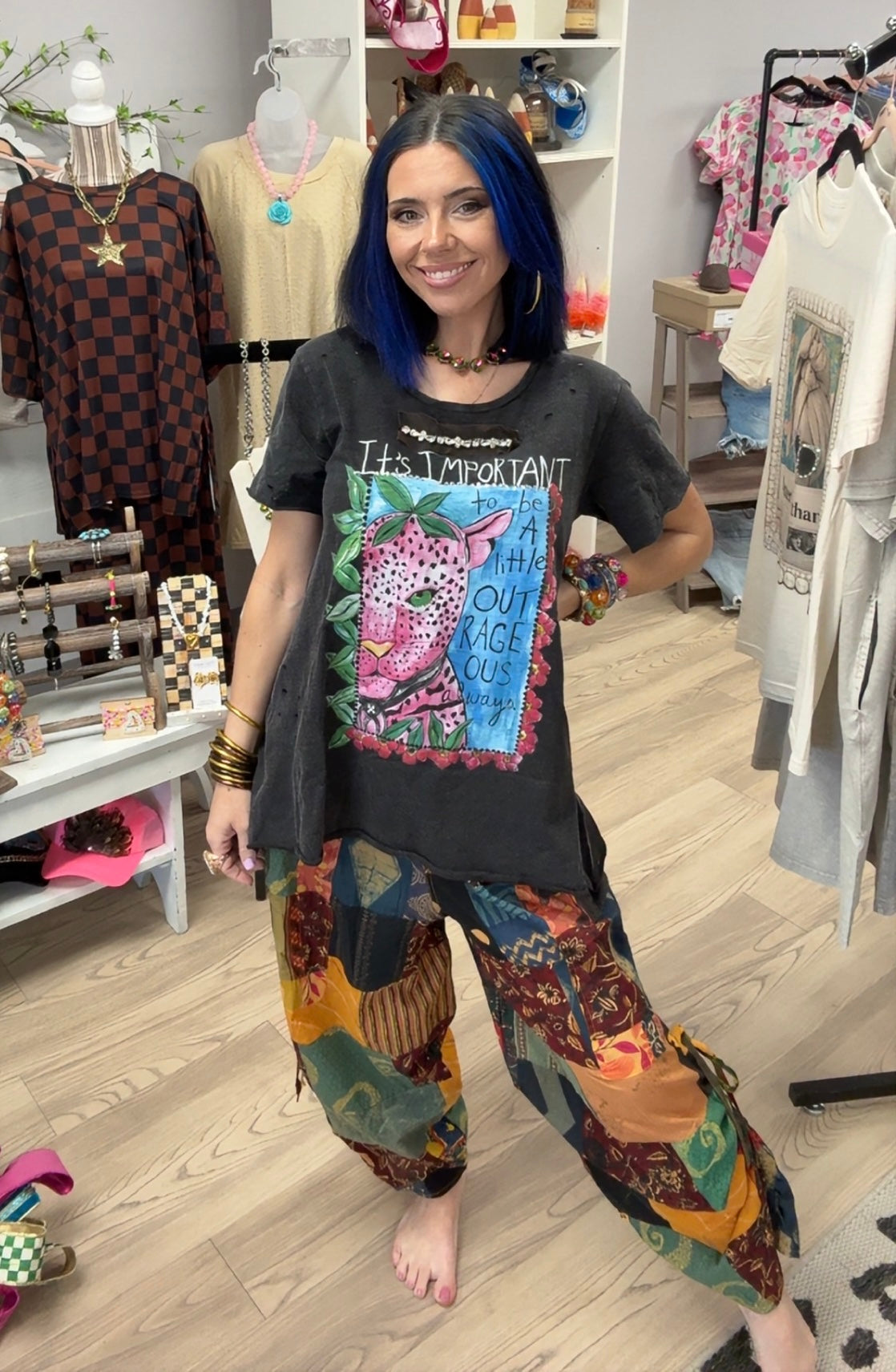Rustic Charm Patchwork Pants