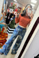 Floral Denim Drawstring Pants