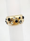 Gold Hammered Bangle Stretch Bracelet (Pearl or Black Crystal Option)