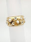 Gold Hammered Bangle Stretch Bracelet (Pearl or Black Crystal Option)