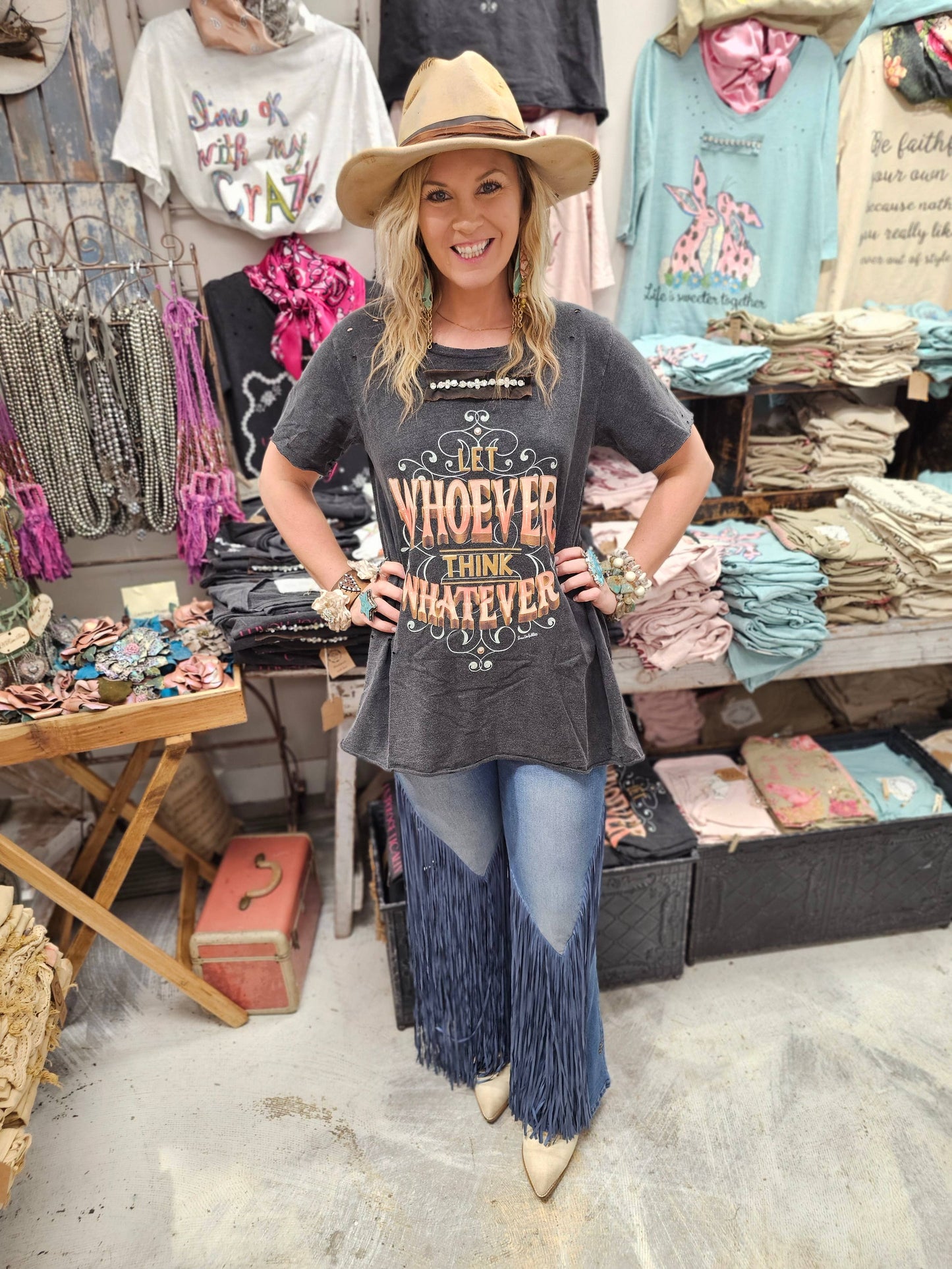 A Rare Bird “Let Whoever Think Whatever” Tattered Tee