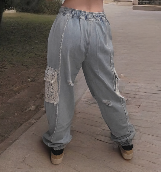 Boho Chic Denim Joggers