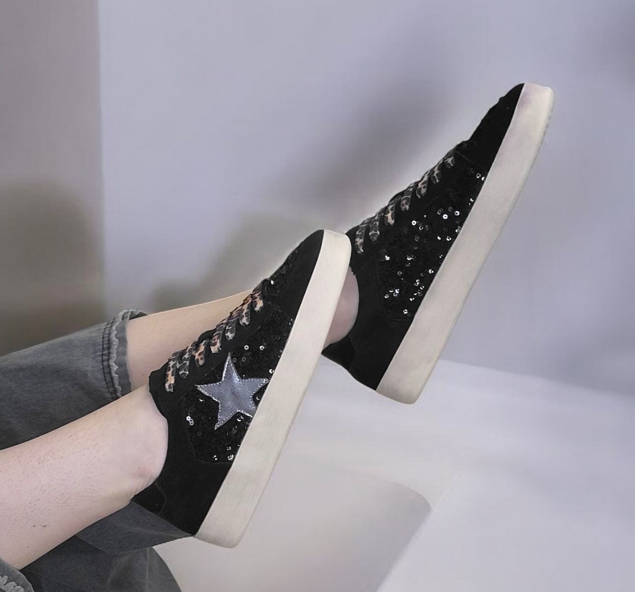 Another Round Black Sparkle Sneakers