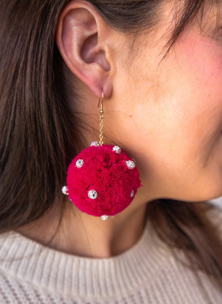 Pink Pom-Pom Earrings