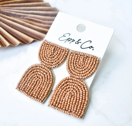 Brown Beaded Earrings