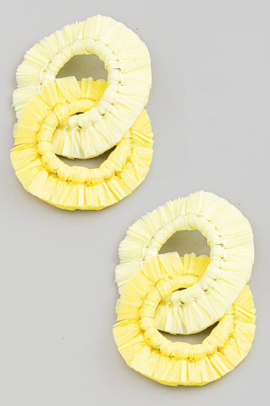 Lemon Raffia Hoop Earrings
