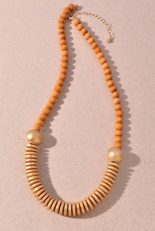 Disc Wood Bead Necklace