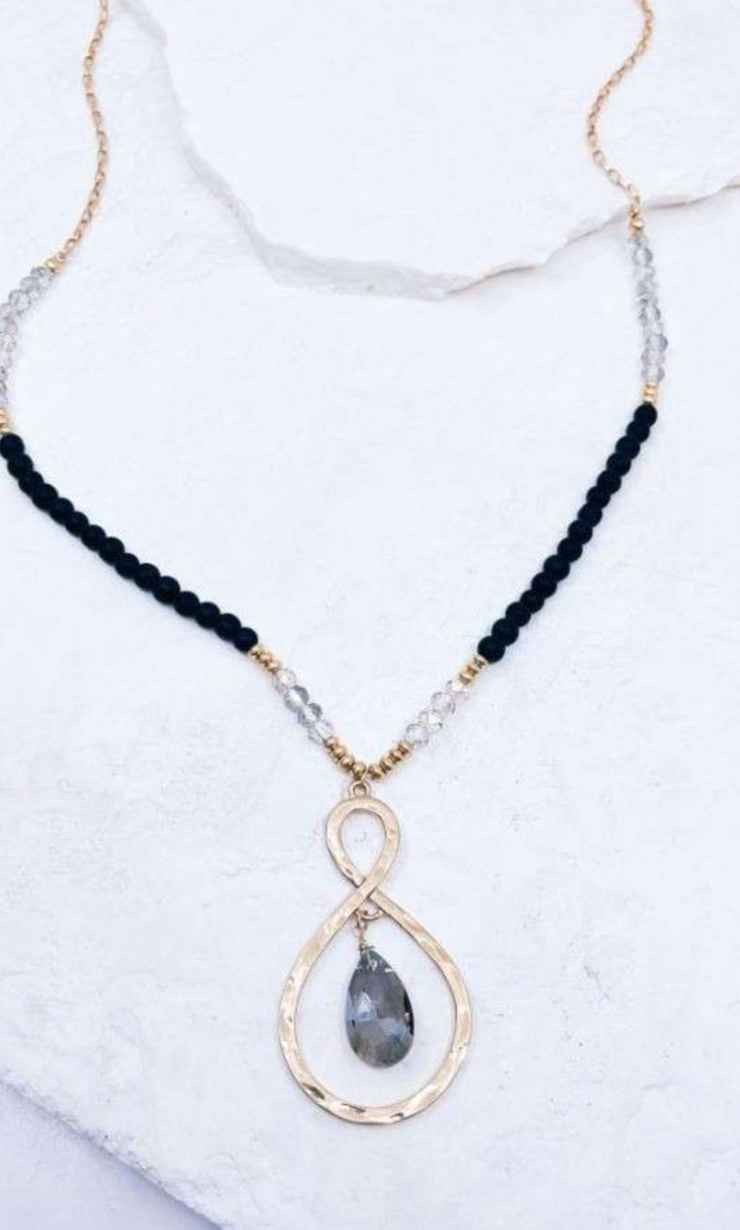 Black Faceted Stone Necklace