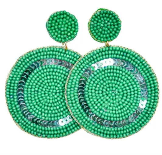 Green Beaded Earrings