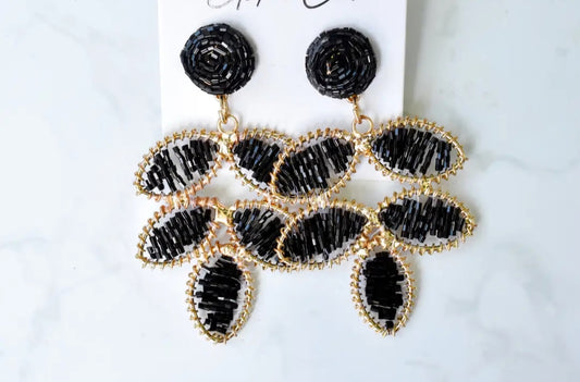 Black Beaded Petal Drops