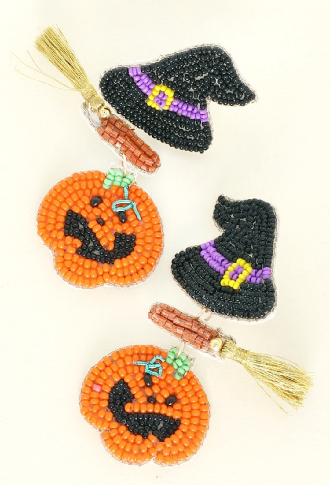 Jack-O-Lantern Beaded Earrings